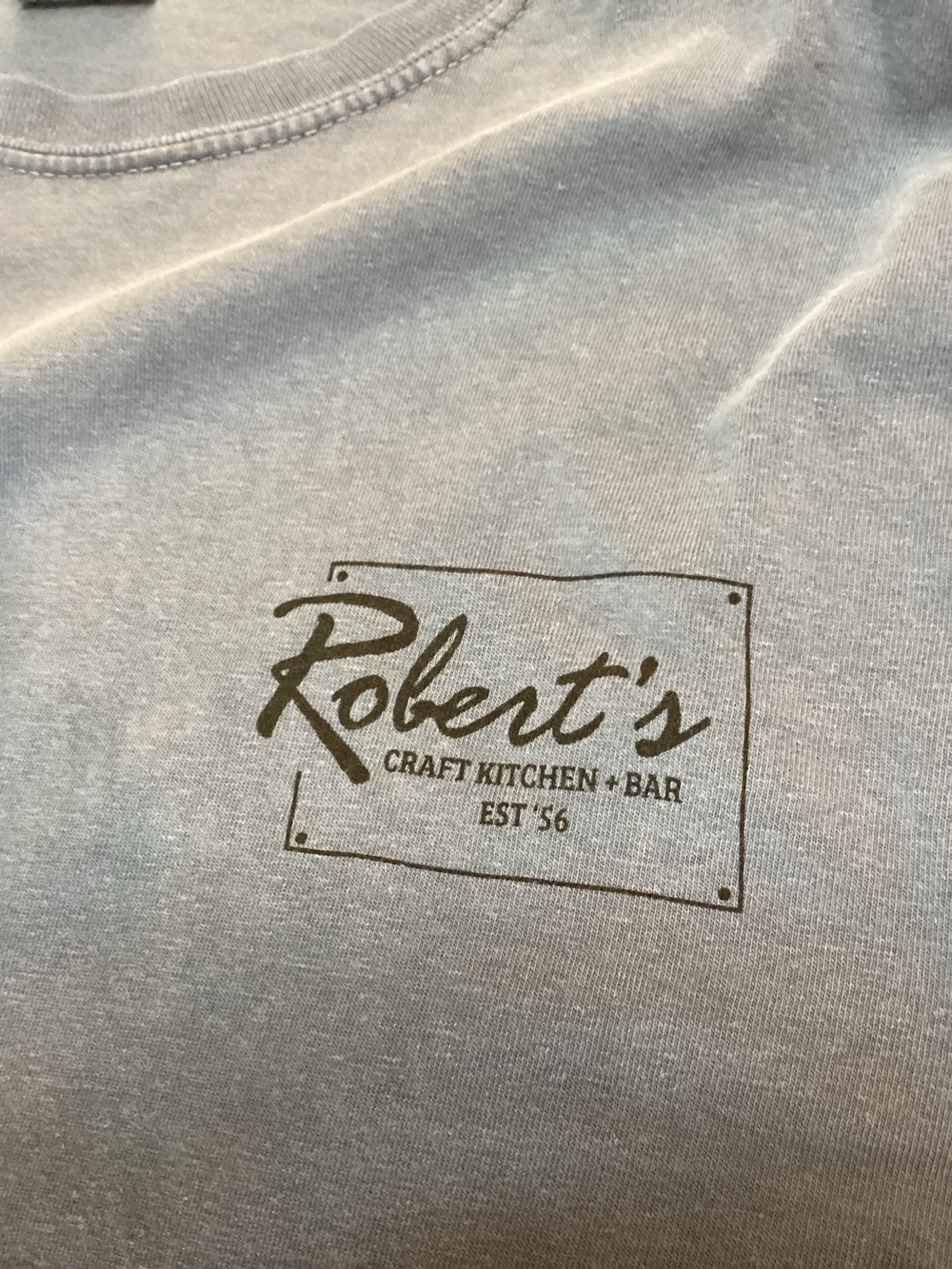 Robert's, Craft Kitchen + Bar, Logo Tee ,— Light Bluen Size Extra Large
